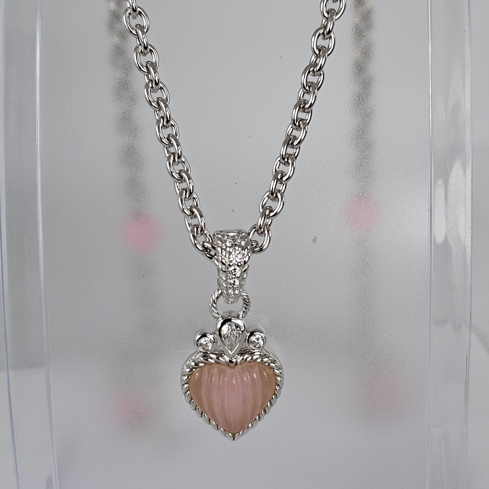 Beautiful Authentic Judith Ripka Pink Jadite 💗 & Beads Sterling Silver Necklace - Picture 6 of 11